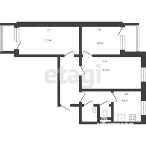 3-к квартира, вторичка, 72м2, 10/10 этаж