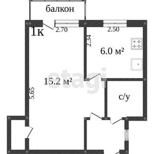 1-к квартира, вторичка, 35м2, 4/5 этаж