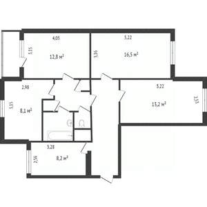 4-к квартира, вторичка, 76м2, 1/9 этаж