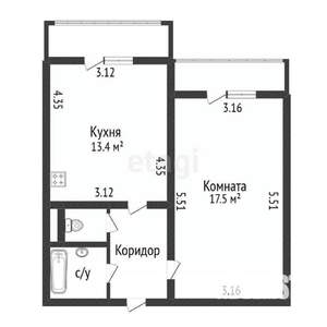1-к квартира, вторичка, 39м2, 10/10 этаж