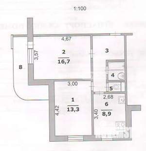 2-к квартира, вторичка, 53м2, 6/17 этаж