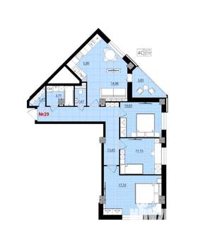 3-к квартира, вторичка, 82м2, 6/18 этаж