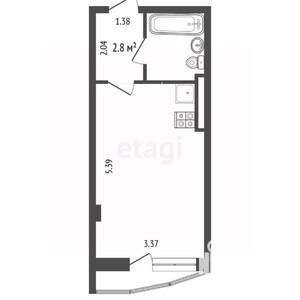 Студия квартира, вторичка, 24м2, 13/13 этаж