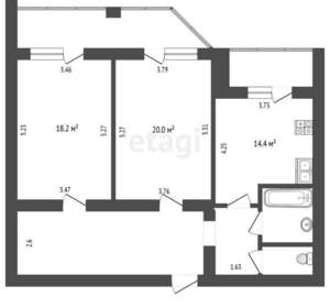 2-к квартира, вторичка, 82м2, 7/12 этаж