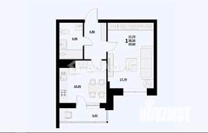 1-к квартира, строящийся дом, 40м2, 1/9 этаж